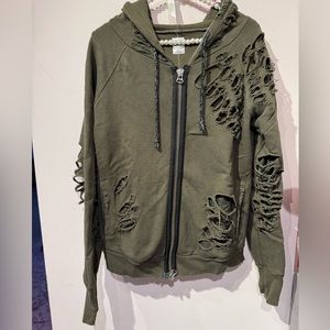 NSF size, small zip Hoody, great condition, distressed gorgeous olive green